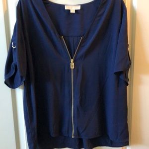 Navy blue zipper front top